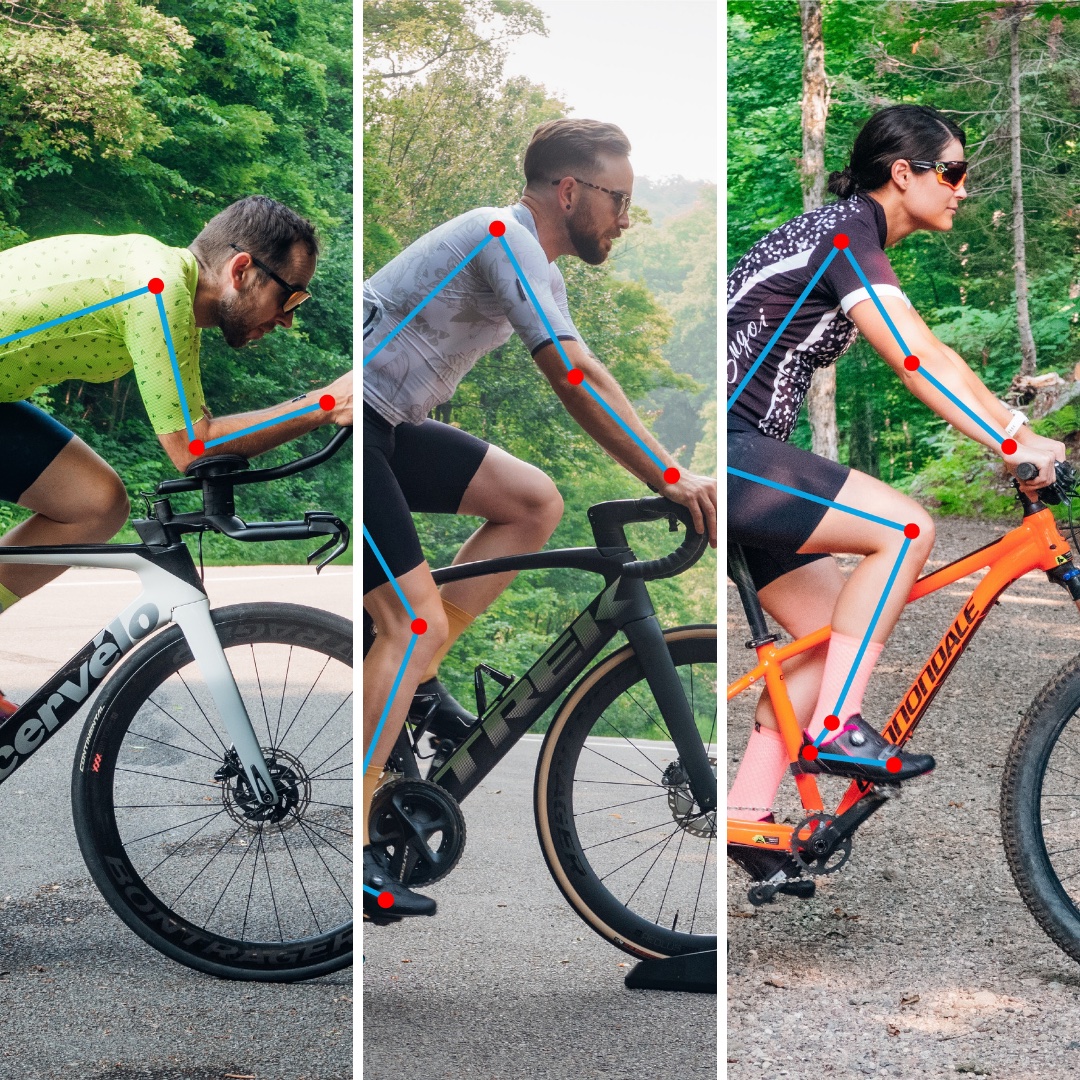 A collage of 3 cyclists with different riding styles