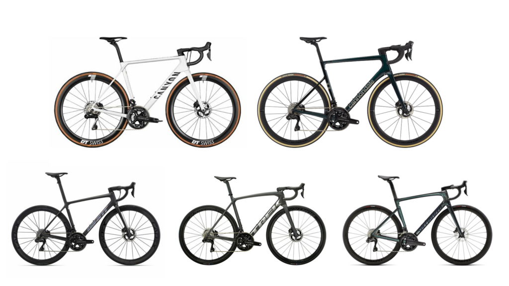 Canyon Ultimate, Cannondale SuperSix Evo, Giant TCR, Trek Emonda, Specialized Tarmac SL 7